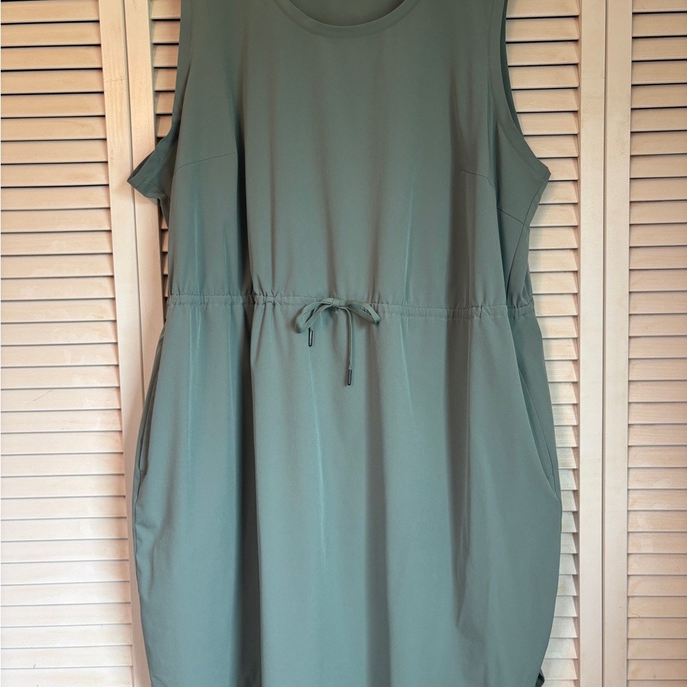 Lane Bryant Livi Green Sleeveless Dress with Drawstring Waist